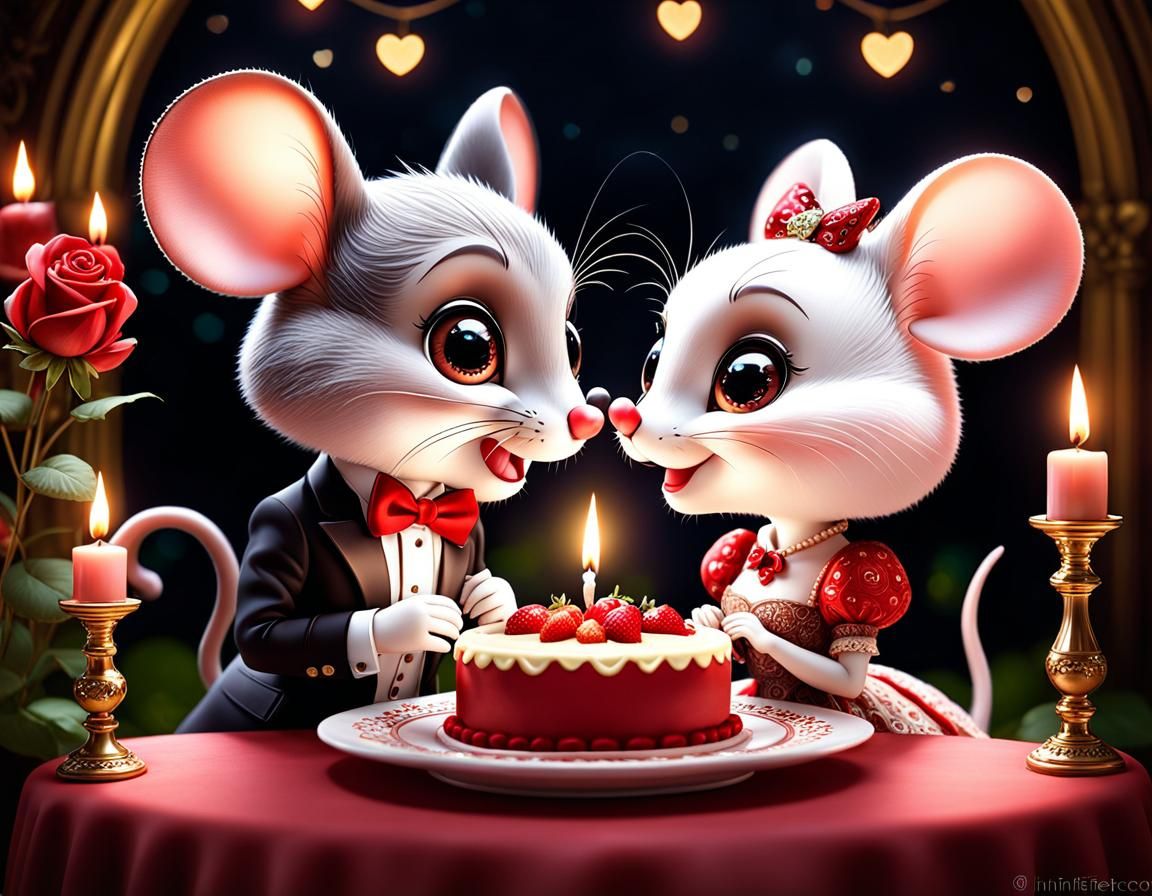 Chibi Mouse Couple's Romantic Valentine Dinner