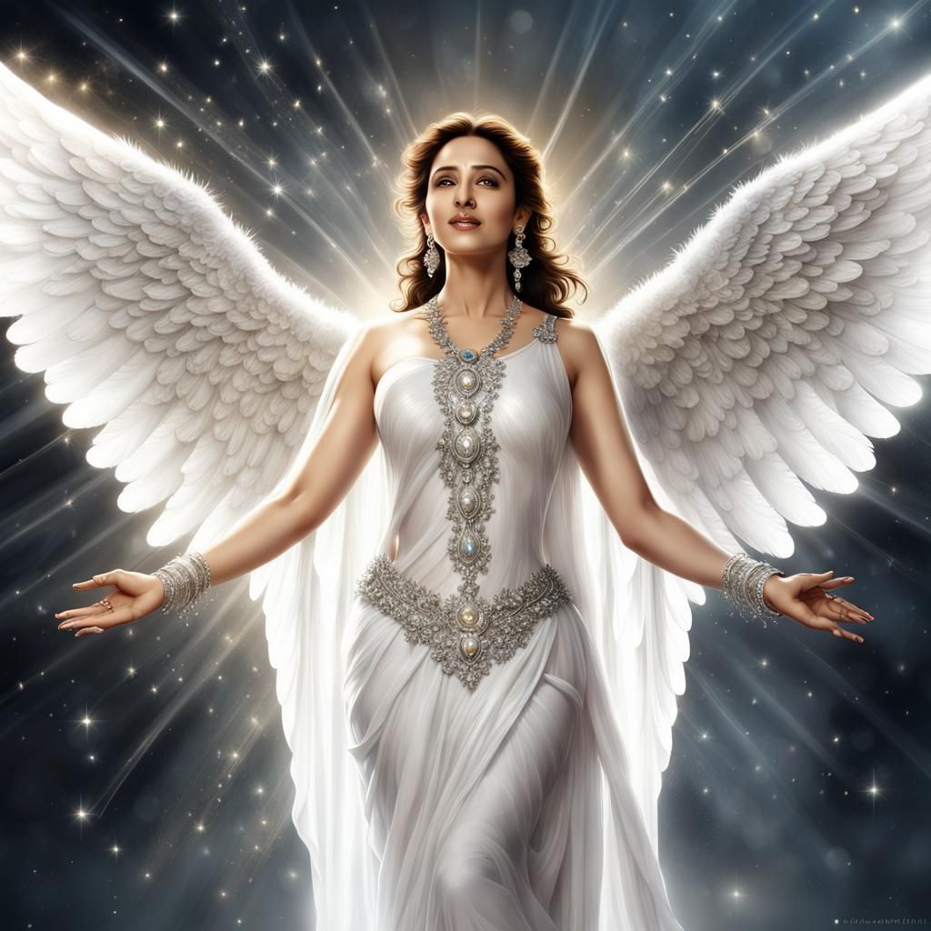 Angel Woman with Wings and Balance Scale