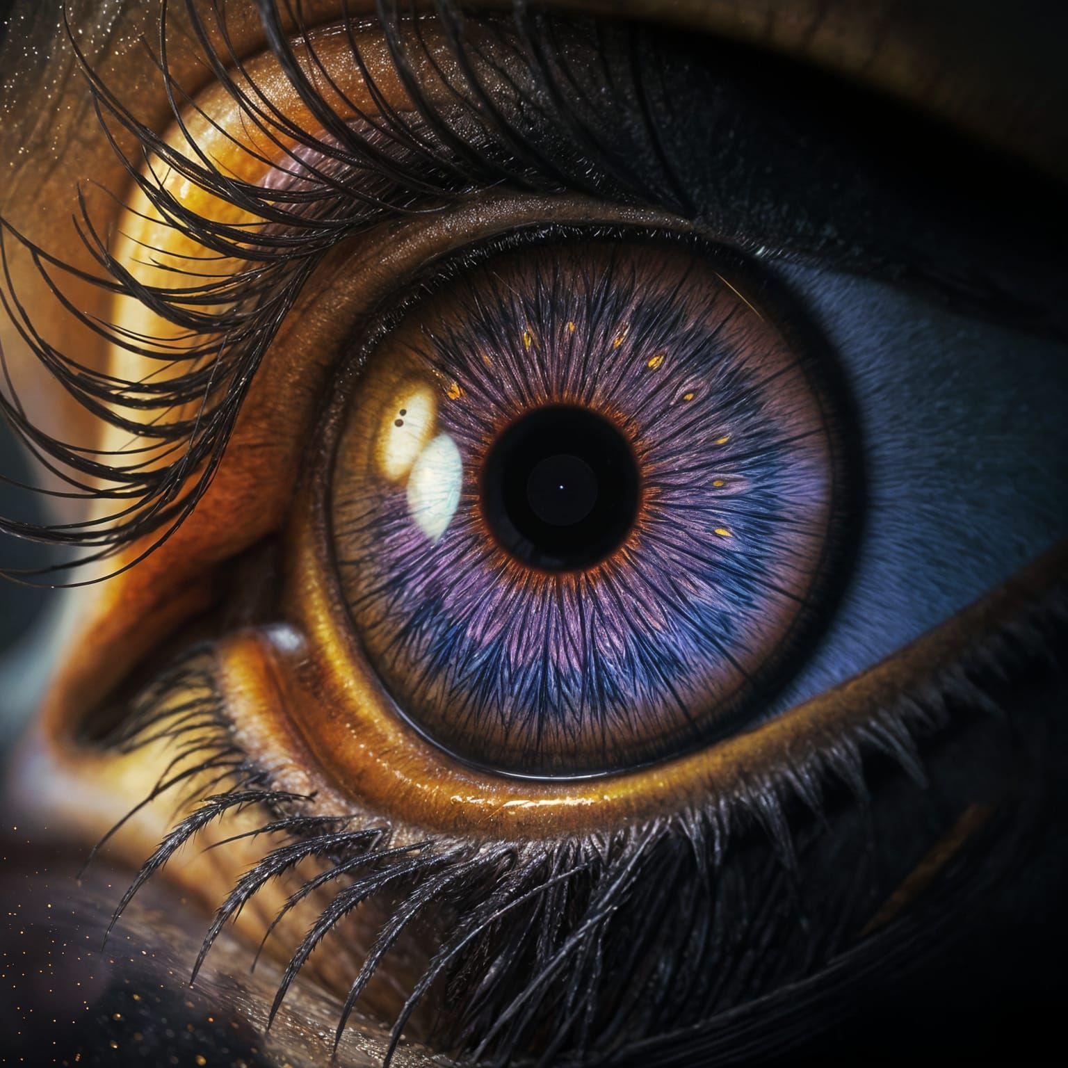 Detailed Eyeball with Dark Creatures, Dark Fantasy Art
