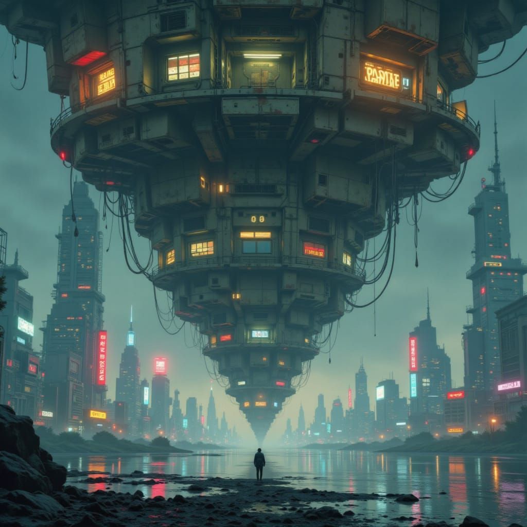 Inverted City Above Polluted Lake