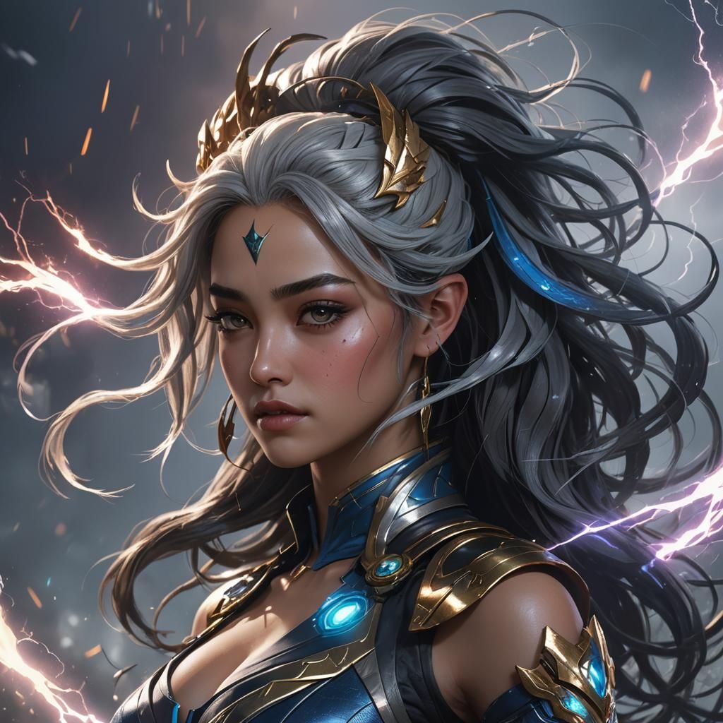 Storm Marvelpunk Portrait by Rutkowski, Artgerm, and Mucha