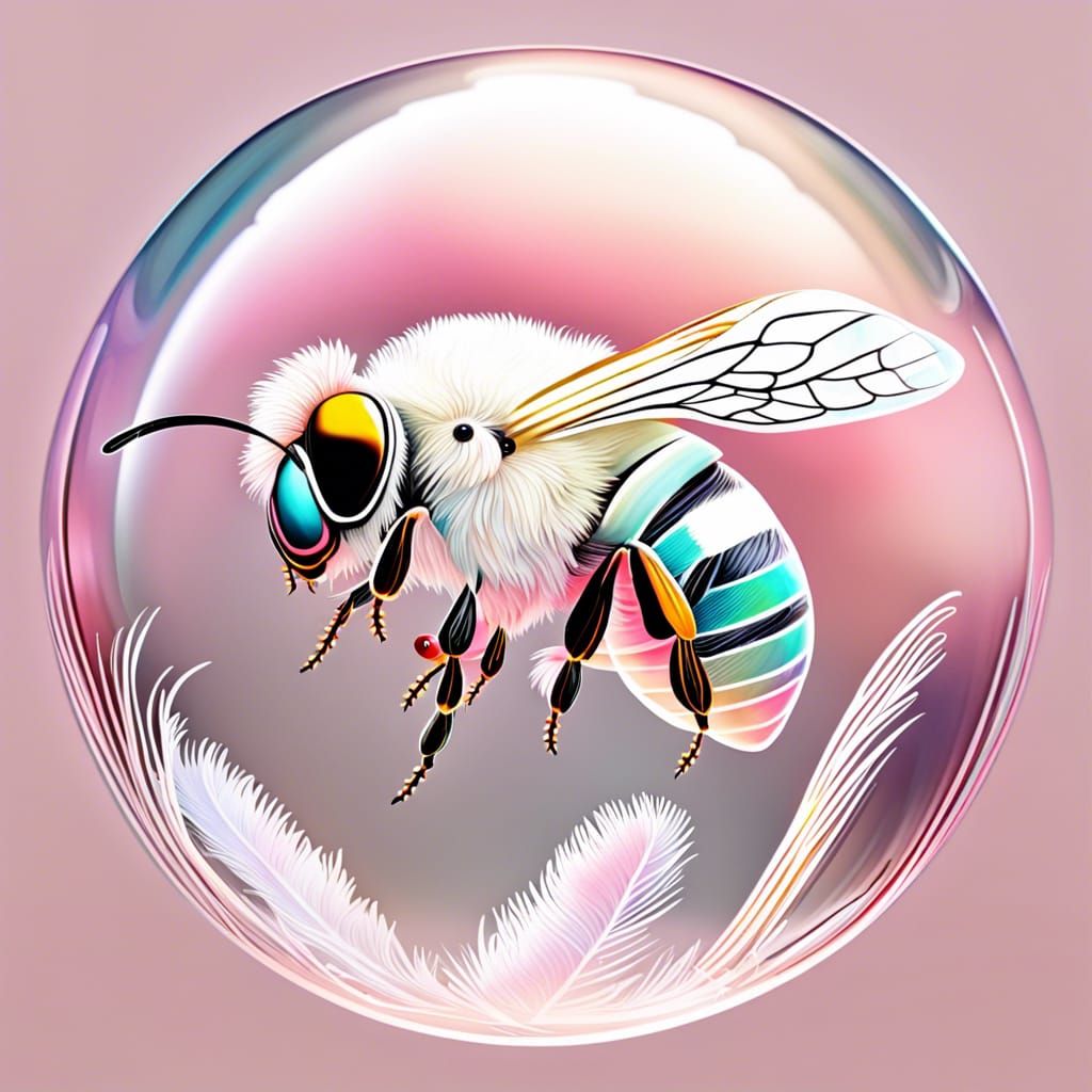 Ice Pink Albino Bee Portrait with Rosegold Dahlias