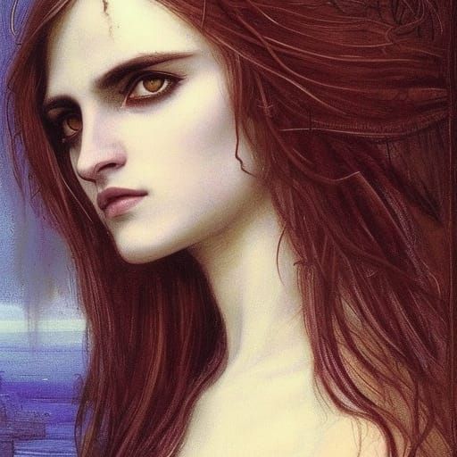 Romanian Strigoi Woman Portrait in Ornate Style