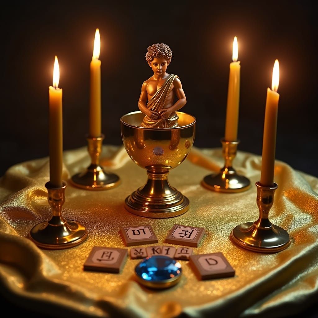 Golden Altar of Ancient Magic in Ethereal Lighting