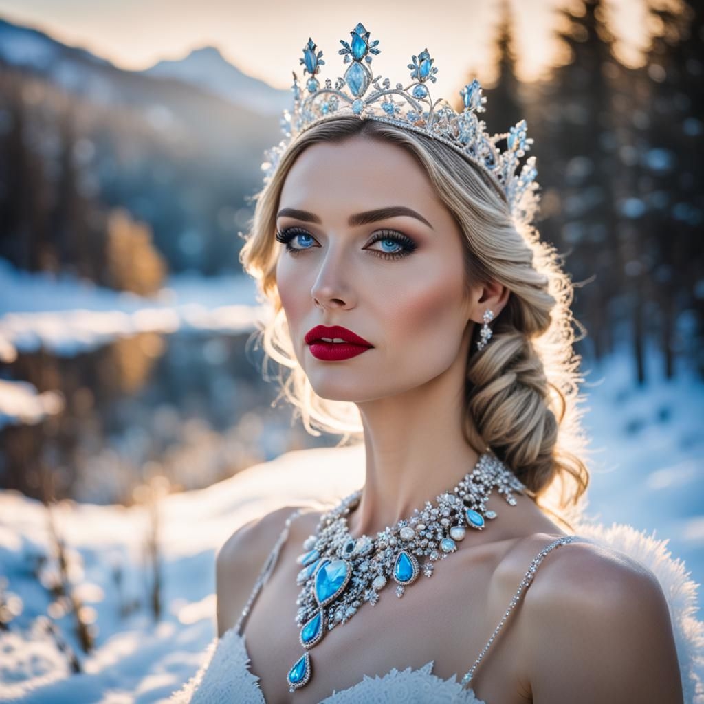 Stunning Woman with Crystal Crown Portrait