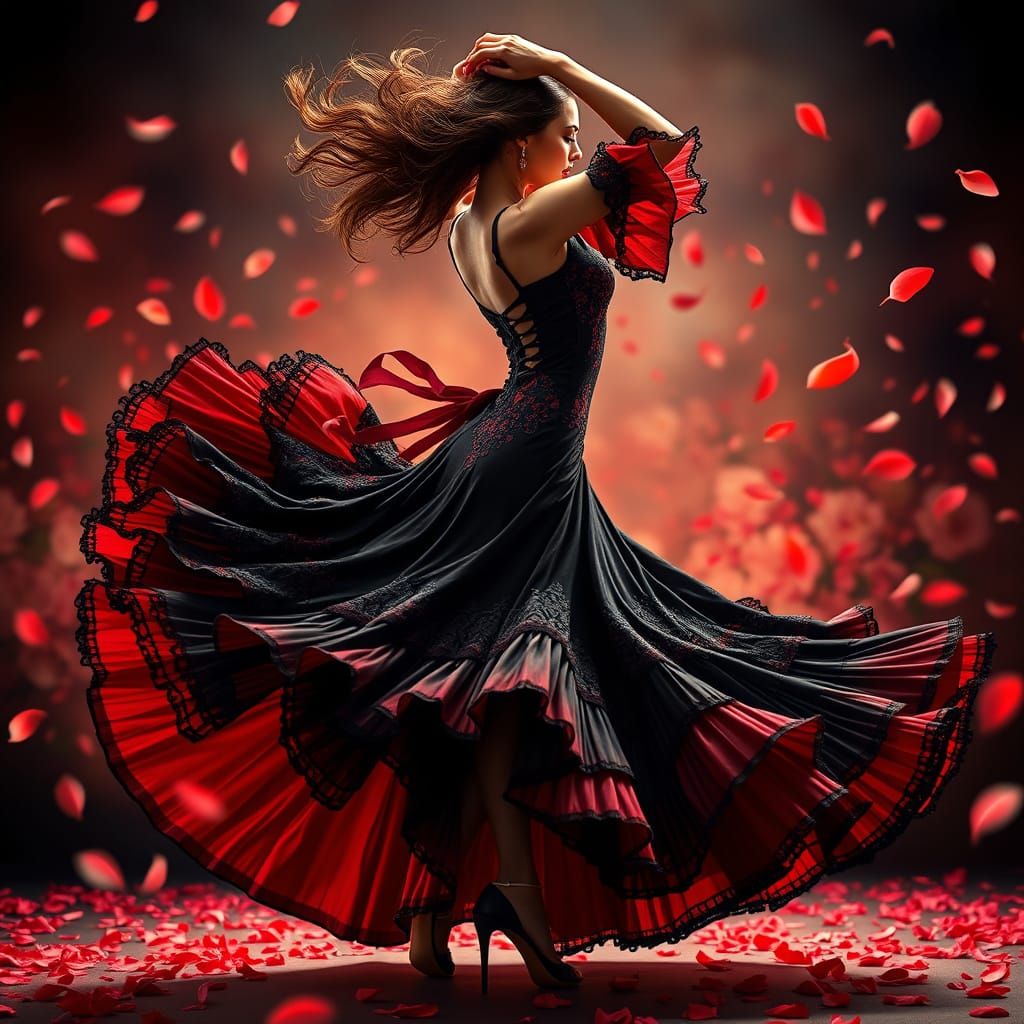 Fiery Flamenco Dancer in Anime Style