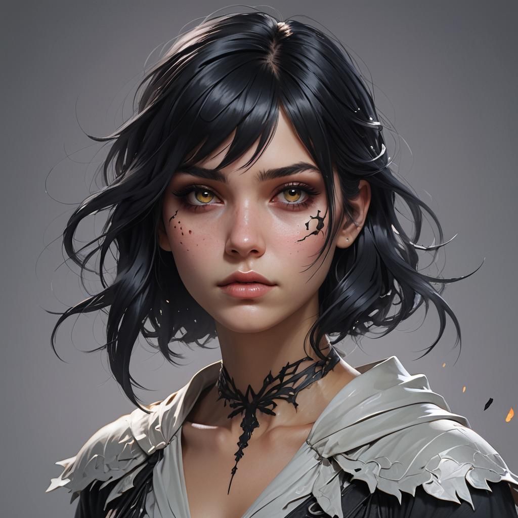 Scenecore Emo Girl Portrait in Hyperdetailed Style