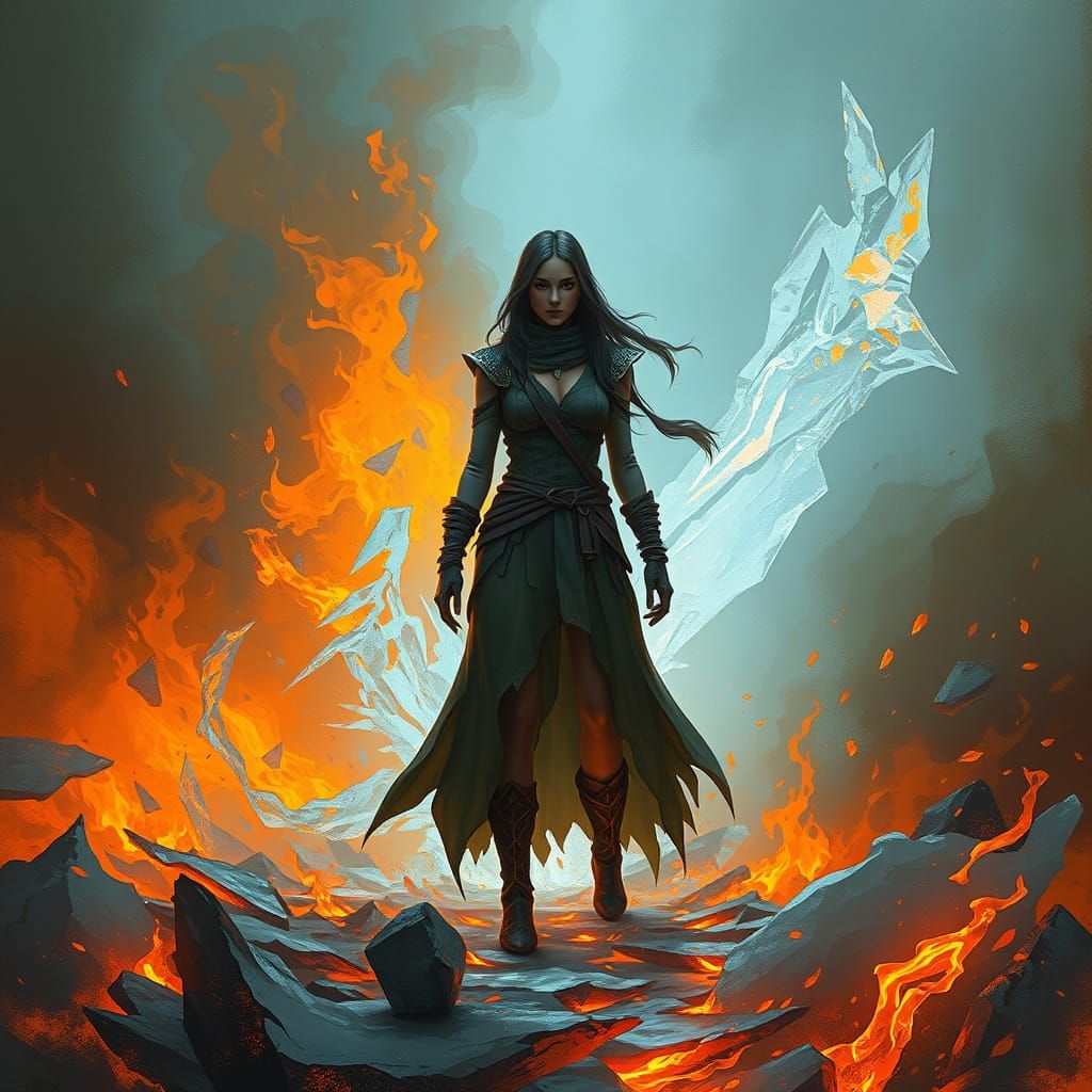 Fiery Ice Queen: Digital Concept Art