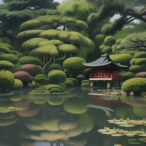 Japanese Garden as Impressionist Painting