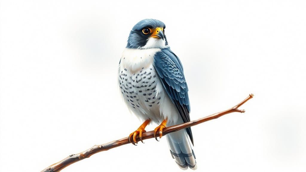 Majestic Peregrine Falcon Perched in Whimsical Watercolour