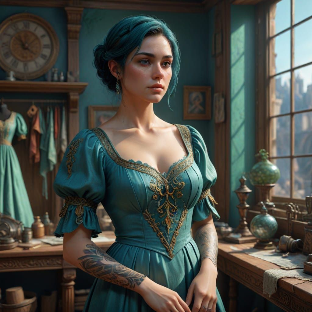 Renaissance Gown in Tailor Shop