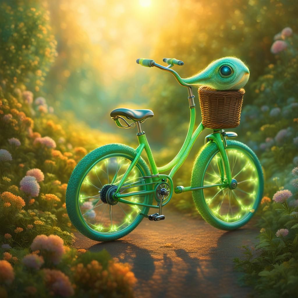 Sentient Bicycle in Dreamy, Hyper-Realistic Style