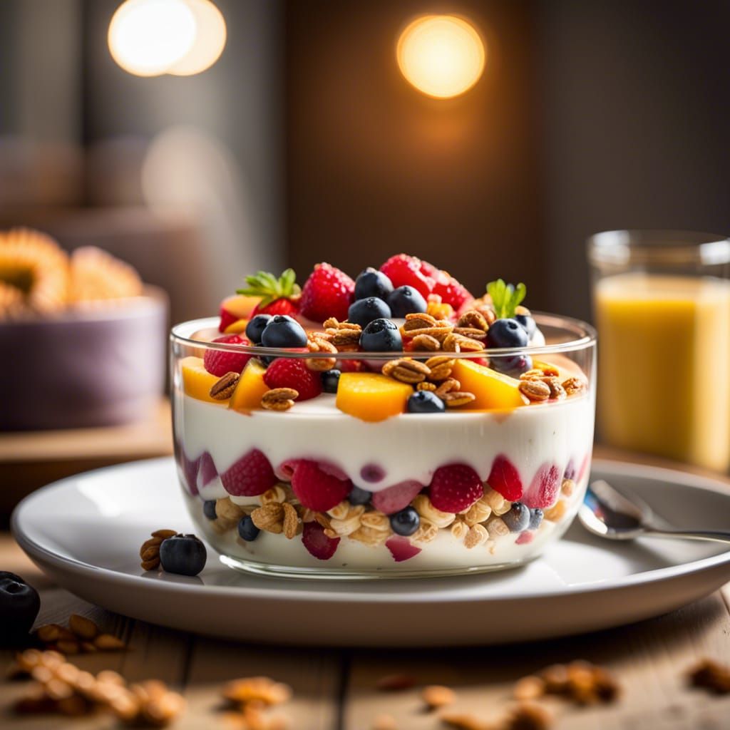 Yogurt Parfait with Granola and Fruits