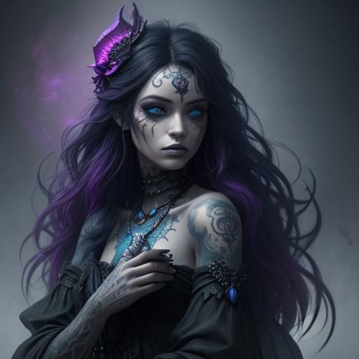 Beautiful emo little mermaid 
Coloured tattoos 
Emo backgrou...