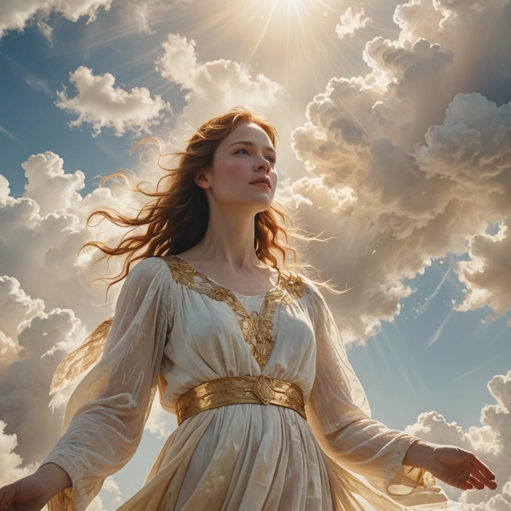 Radiant Divine Being in Dreamy Watercolor Style