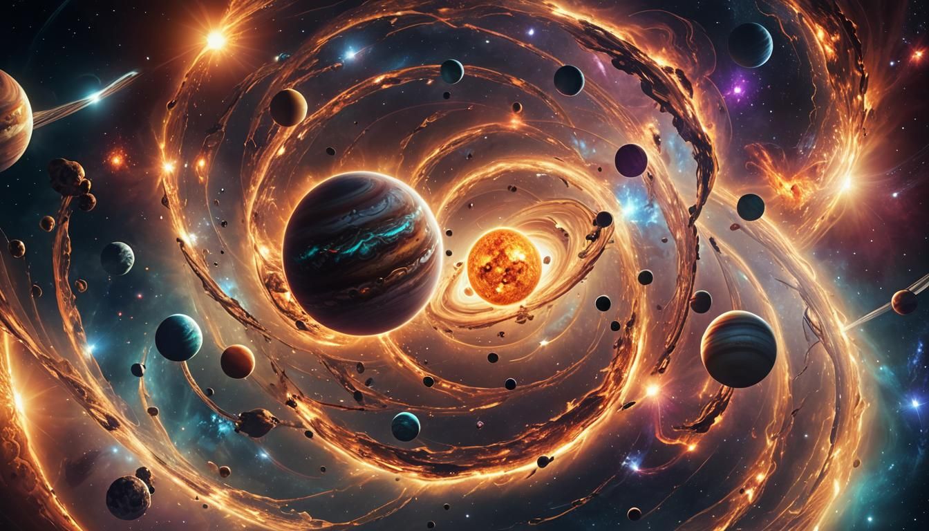 Celestial Solar System in Parallel Universe, Sci-Fi Art
