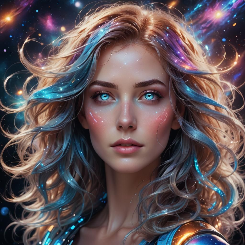 Ethereal Space Dream Girl: Digital Art Portrait