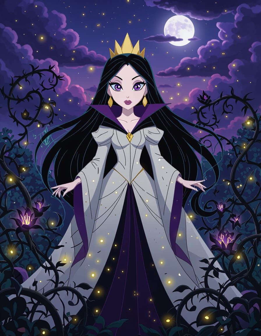 Anime Evil Queen in Enchanted Garden