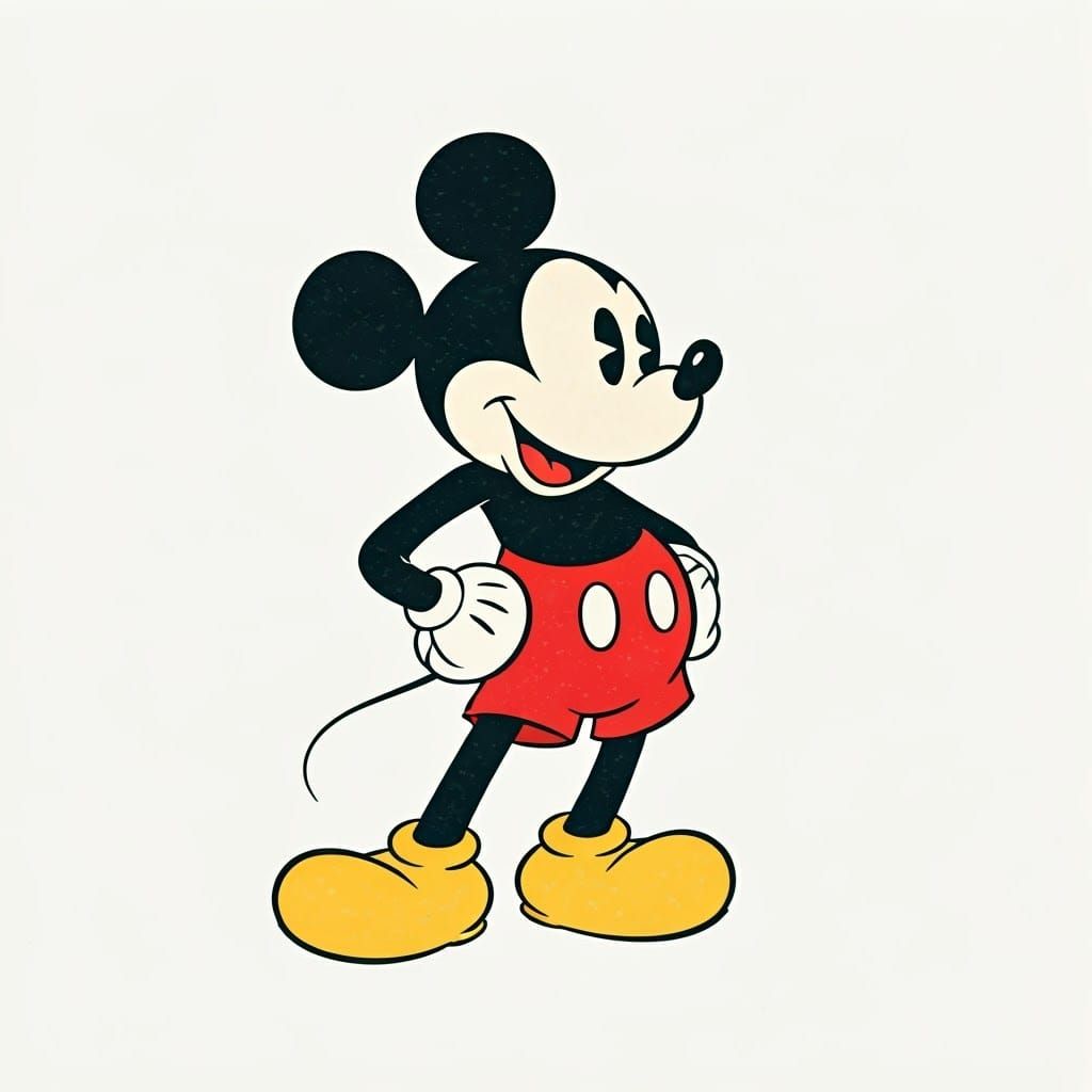 Classic Mickey Mouse Icons in Retro Animation Style