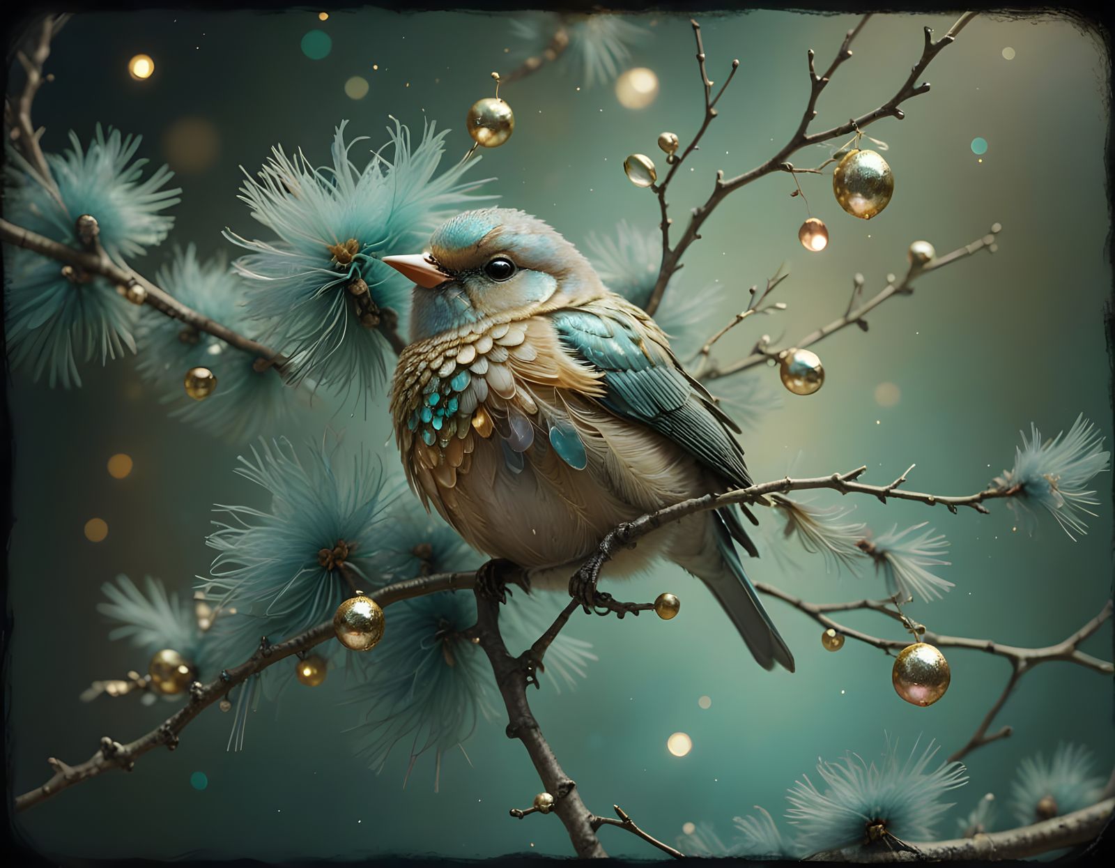 Sweet Candy Bird on Candy Branch in Dreamy World