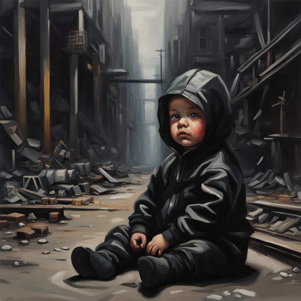 Dystopian Baby: An Oil Painting of Lost Hope