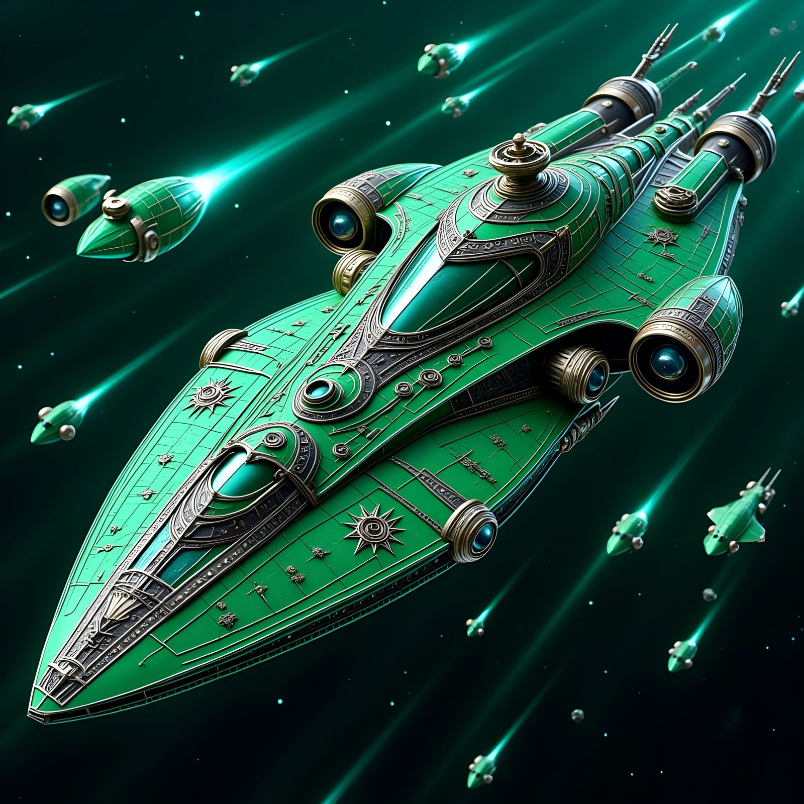 Surreal Starcruiser of the Judeo-Islamic Star Empire in Alte...