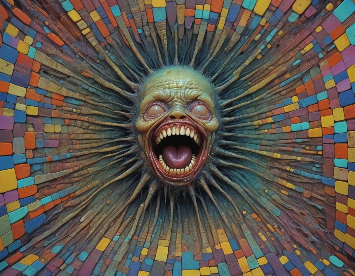 Macabre Baby Portrait in Surreal Horror Style