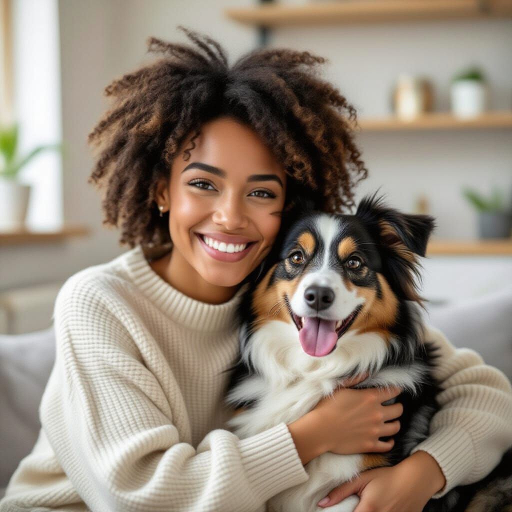 Joyful Person and Dog Outdoors