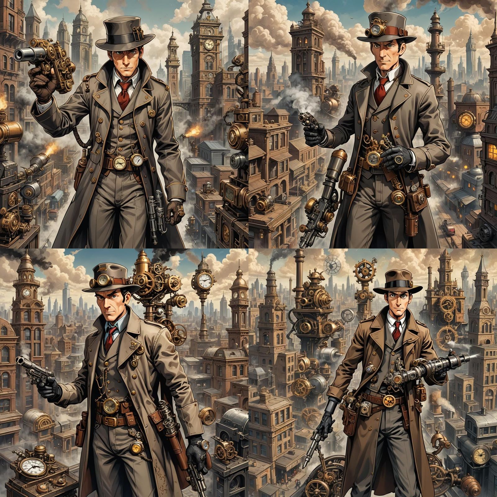 Steampunk Inspector Gadget in Victorian Cityscape