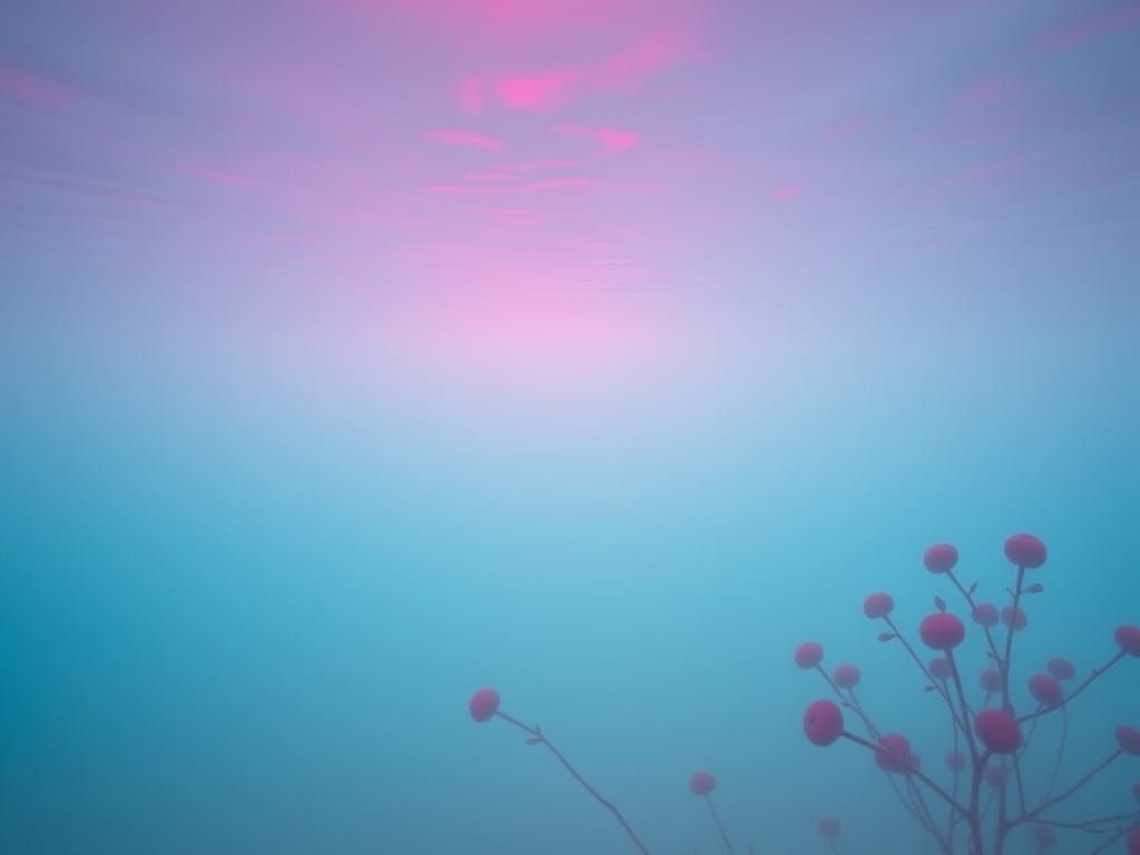 Dreamy Tranquil Scene in Berry Pink and Teal Blue