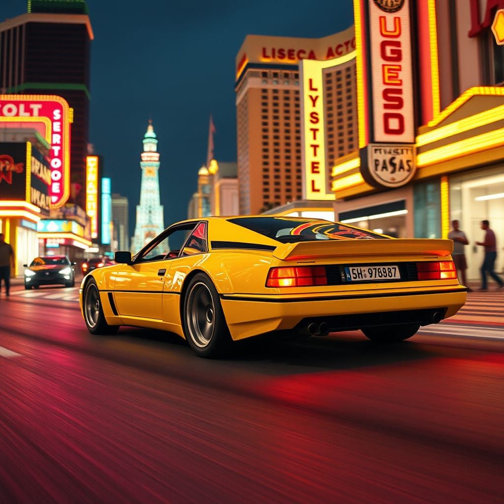 Vibrant Yellow Hypercar Speeds Down Las Vegas Strip