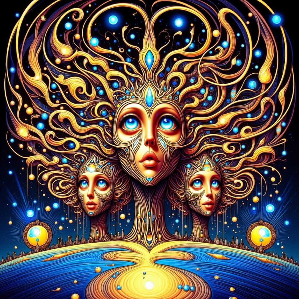 Psychedelic Robot Humanoids on Science Fiction Book Cover