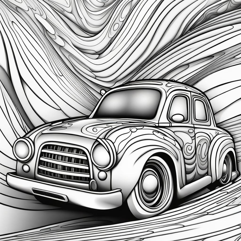 Comical Car with Abstract Vector Fractal Art