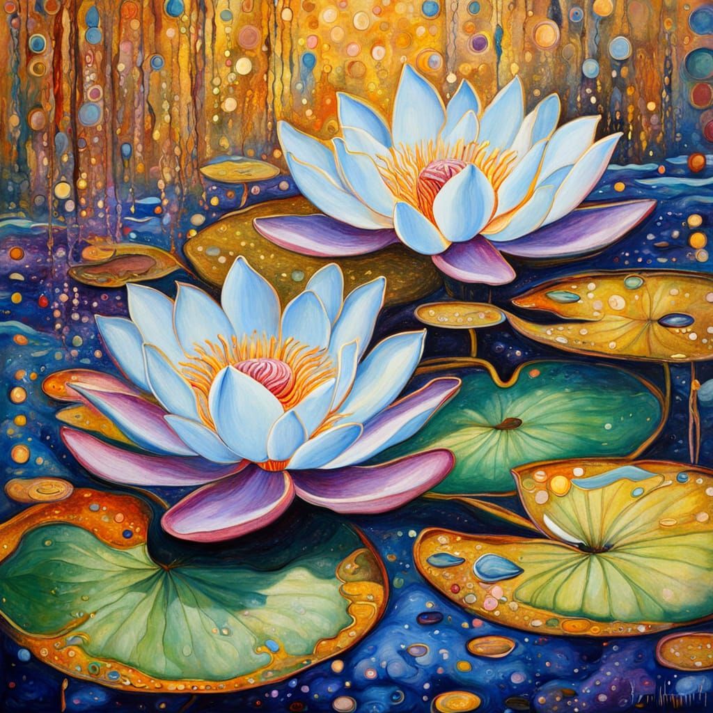 Golden Lotus Blossom in Vibrant Abstraction