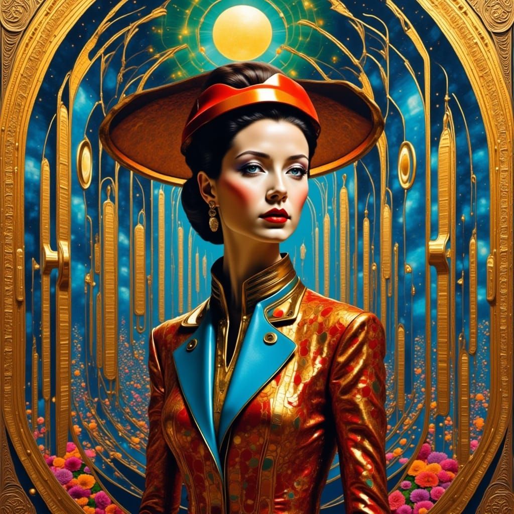 Elegant Cyberpunk Goddess in Futuristic Metropolis