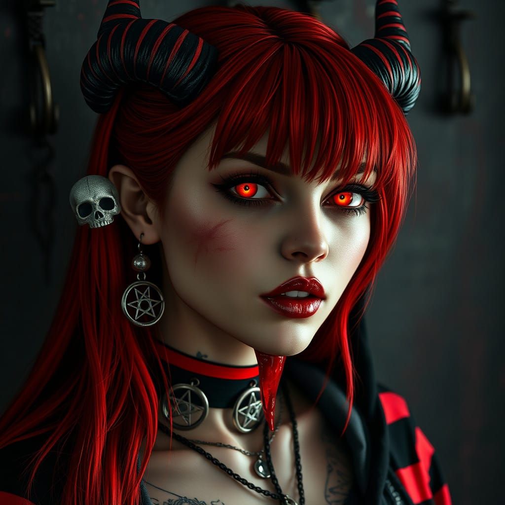 Hyper Realistic Lady in Gothic Horror Attire with Intricate....