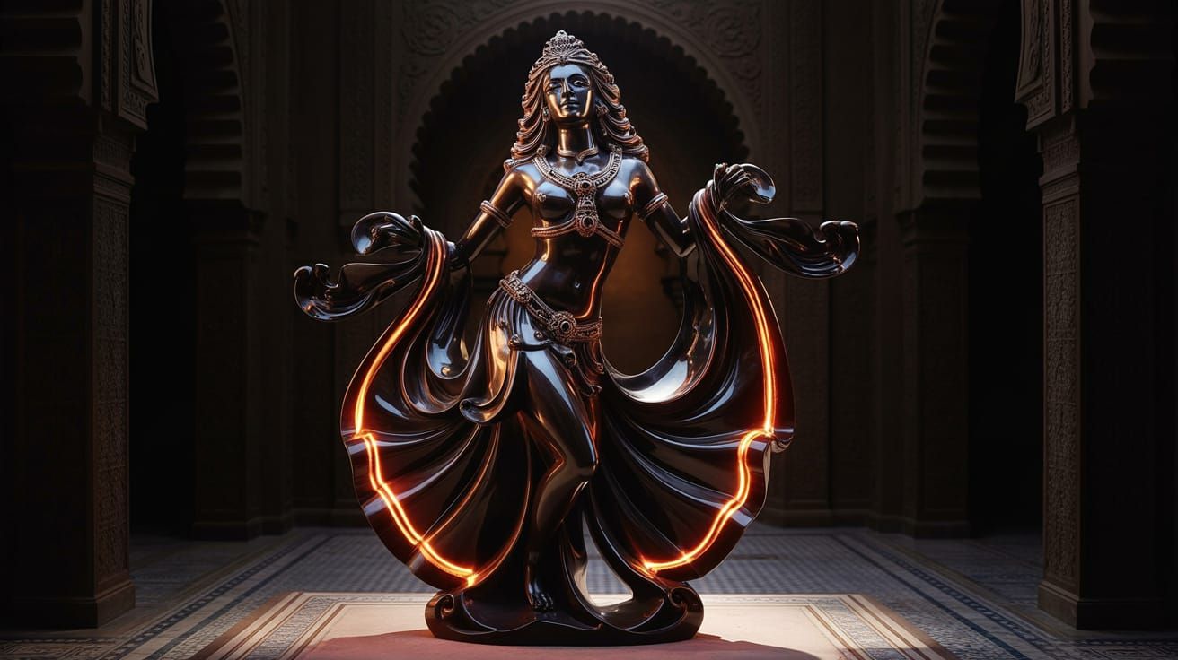 Onyx Goddess Sculpture in Moroccan Chamber