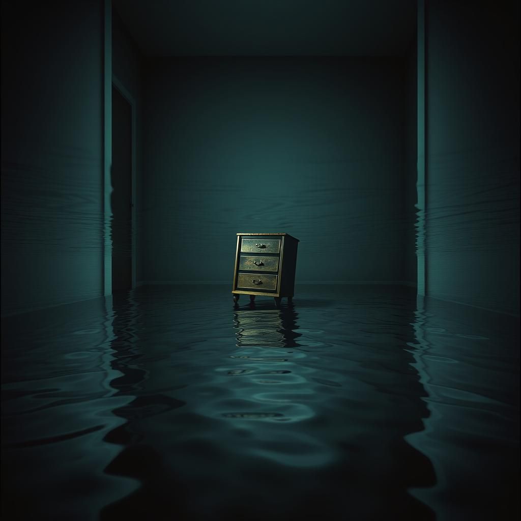 Eerie Distorted Object in Surreal Dimly Lit Threshold