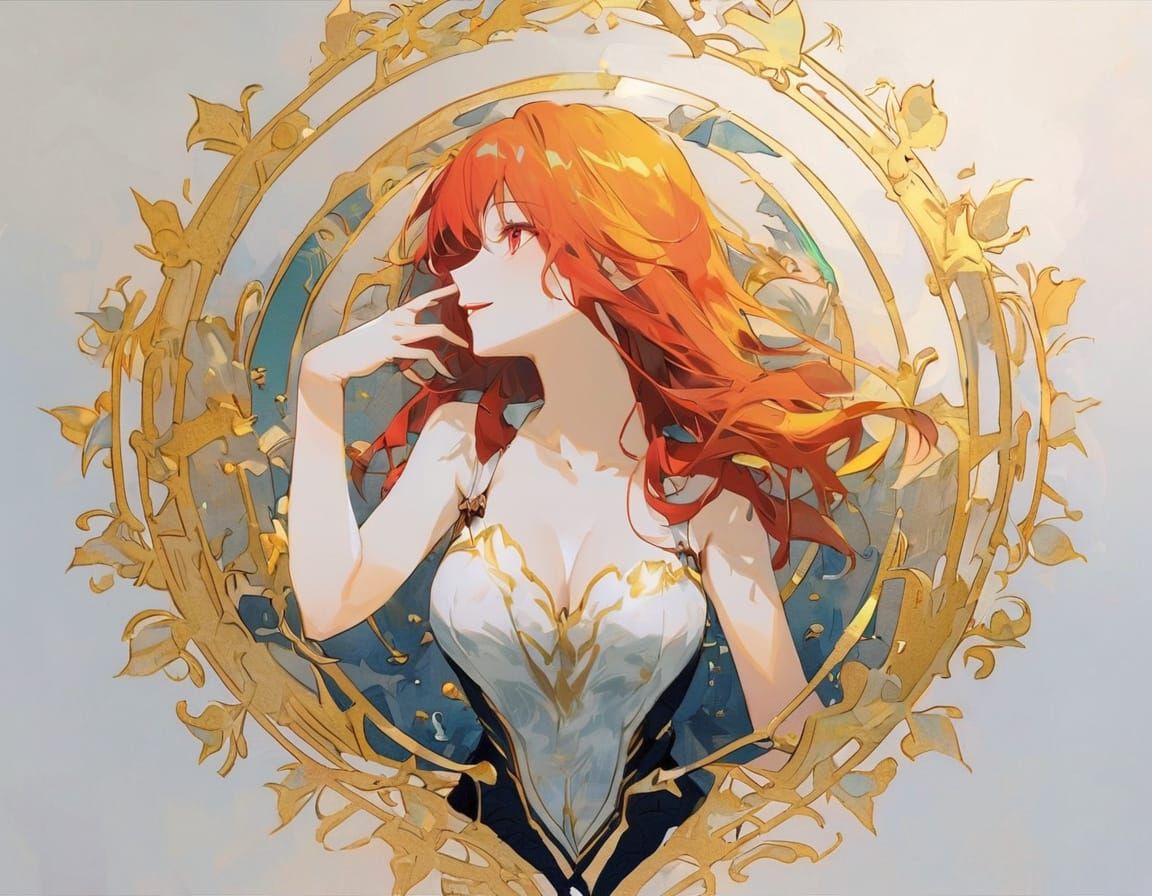 Anime Woman in Painterly Triadic Colors Shading