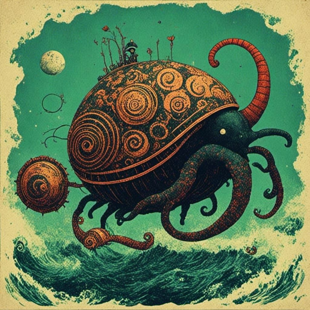 Submerged Mechanical Relics: A Submechanophobia Dreamscape