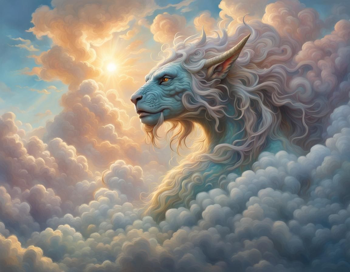 Ethereal Cloudscape Creature in Hyperrealistic Style