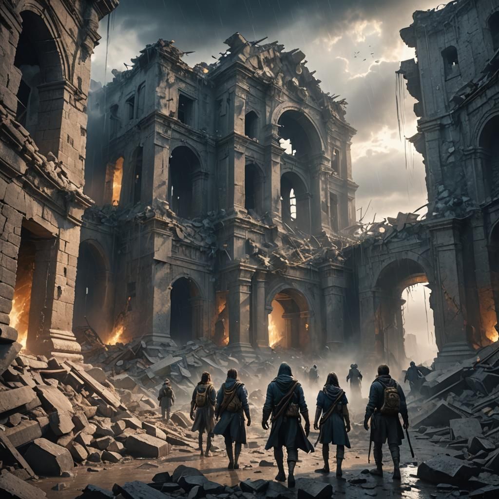 Survivors in Shattered City: Matte Painting Style