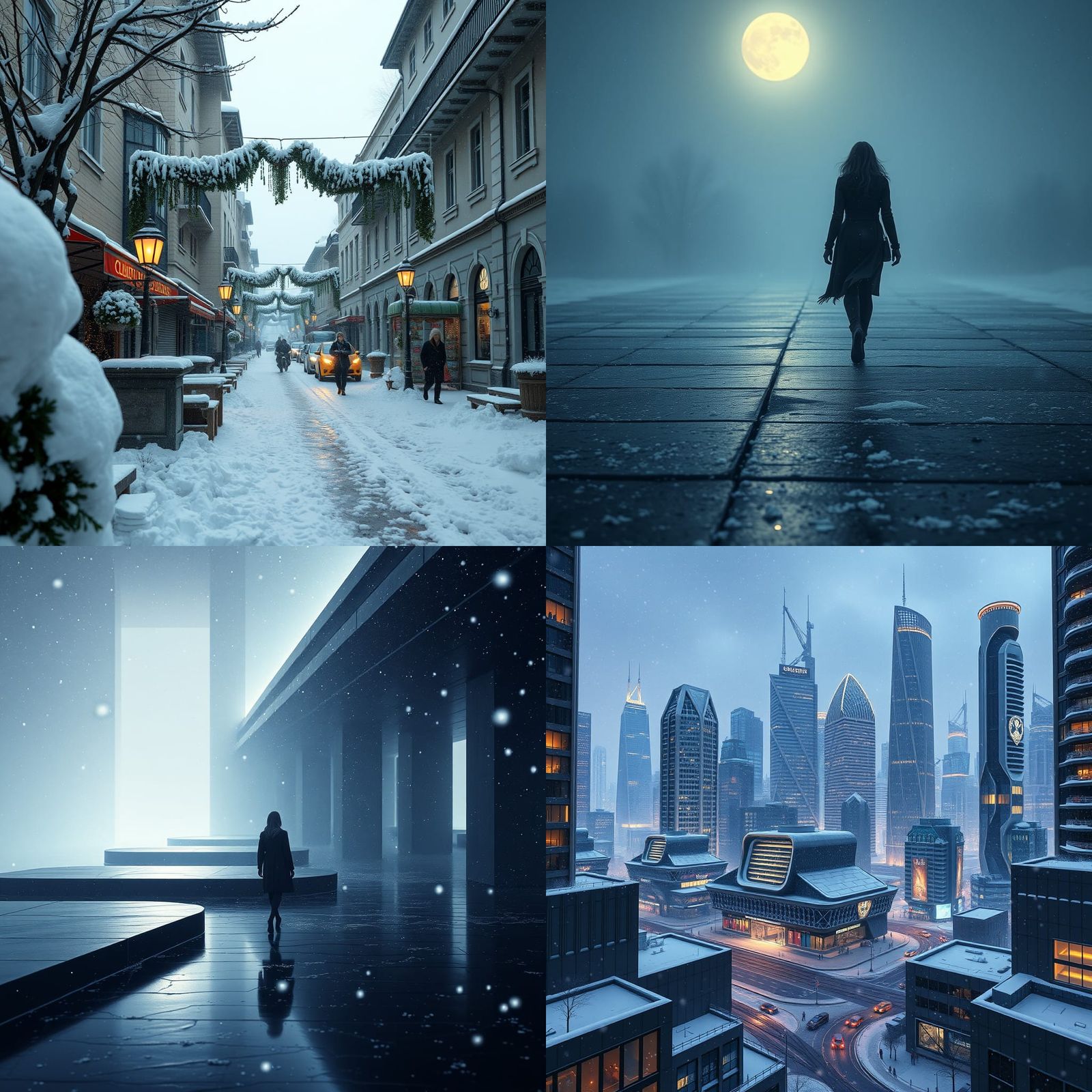 Silver Snowflakes on Concrete in Fantasy Art Style