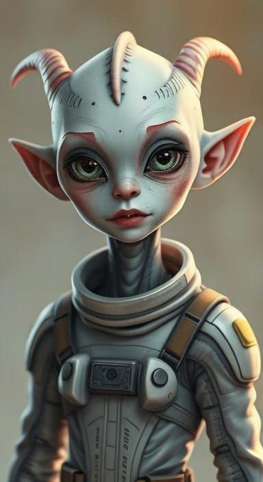 Alien Elf in Space Suit as Digital Art
