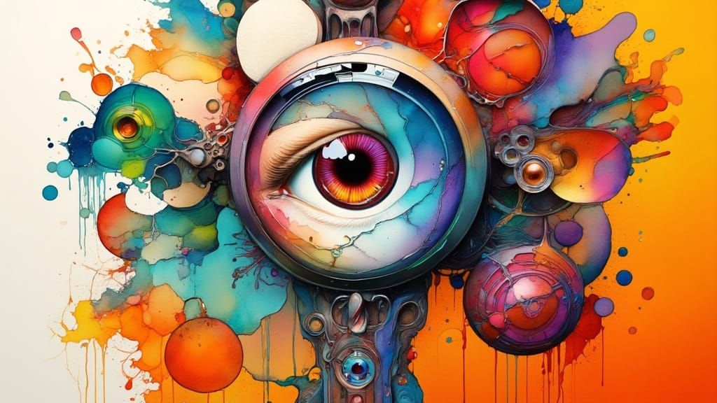 Vibrant Eye Art in a Dreamlike Futuristic Style