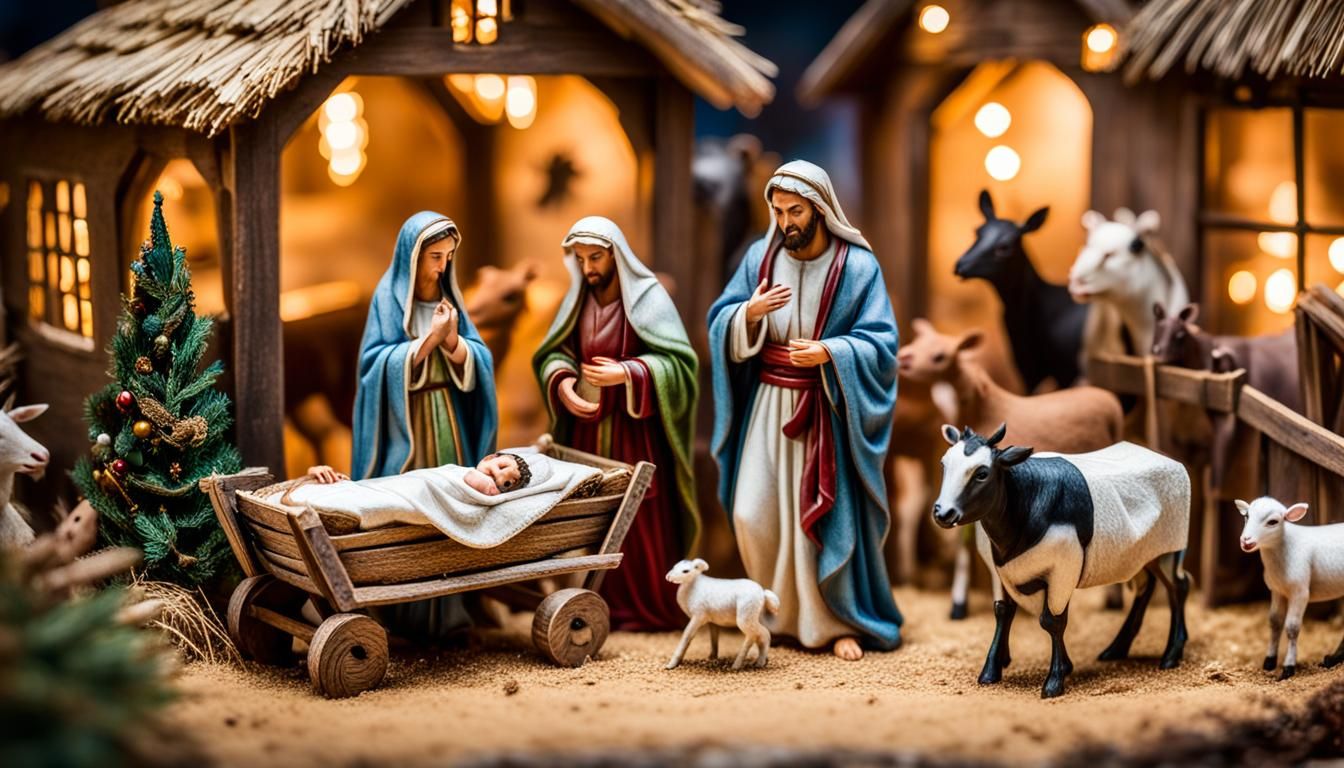 Nativity Scene with Three Wise Men, Macro Photography