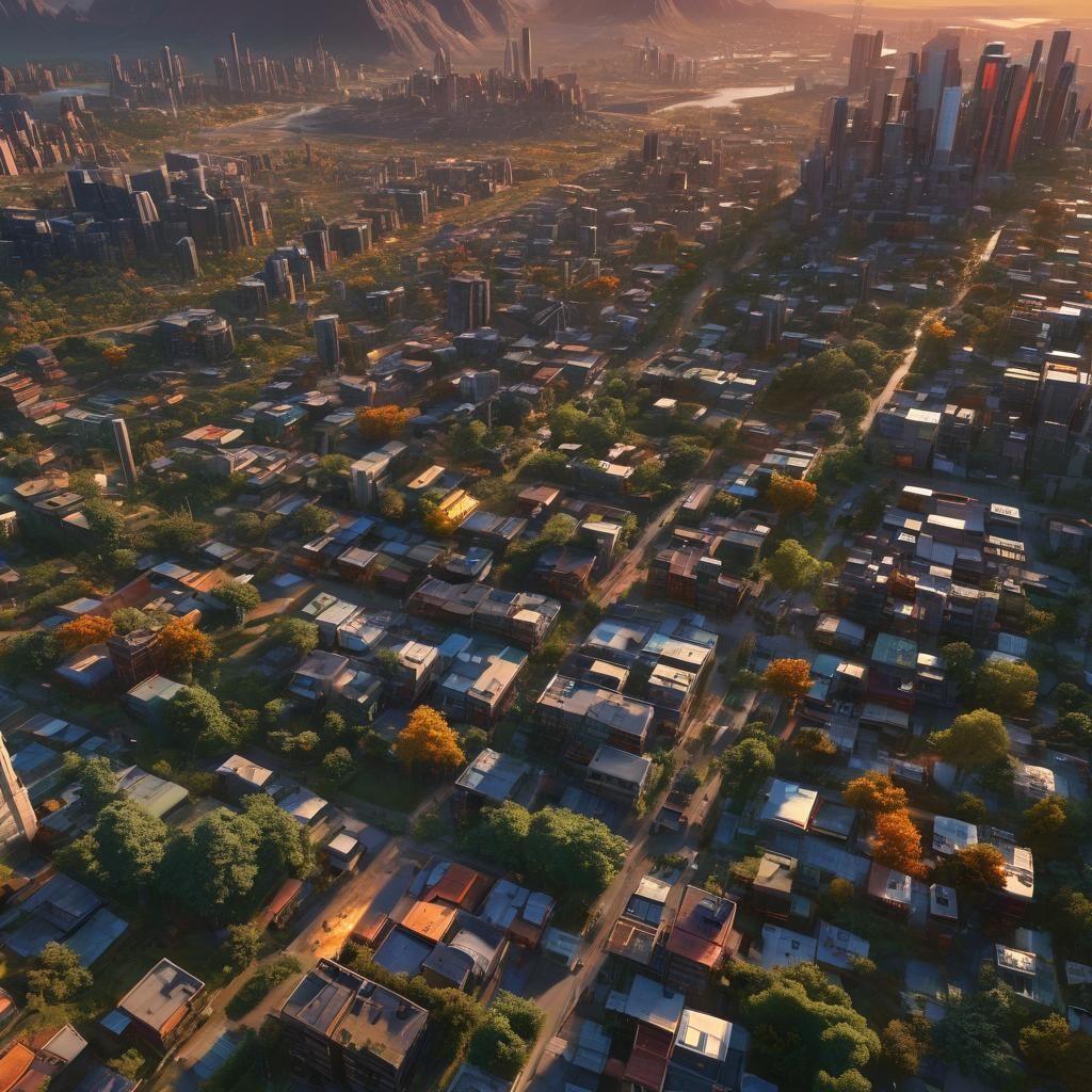 Hyperrealistic Metropolis Concept Art of Earth's Life