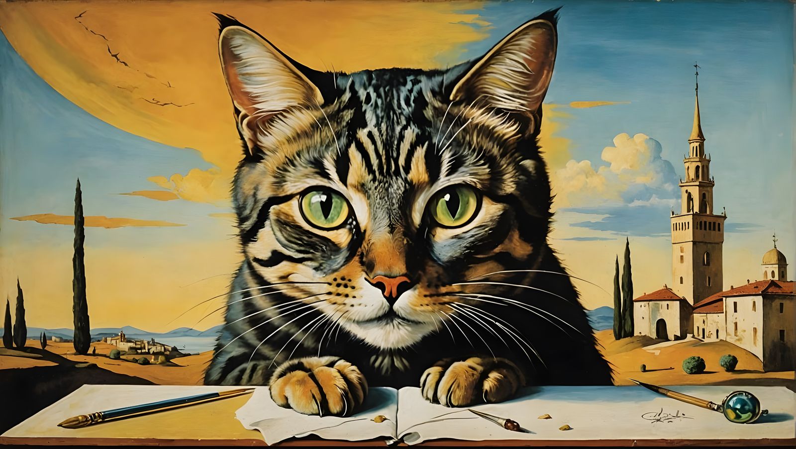 Surreal Cat Painting in Dali Style