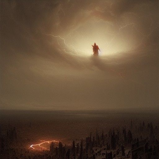 Apocalyptic Wasteland Battle in Doré Style