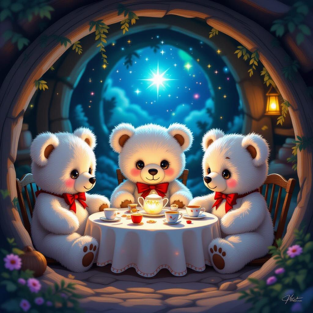Cosmic Teddy Bear Tea Party in Astral Burrow